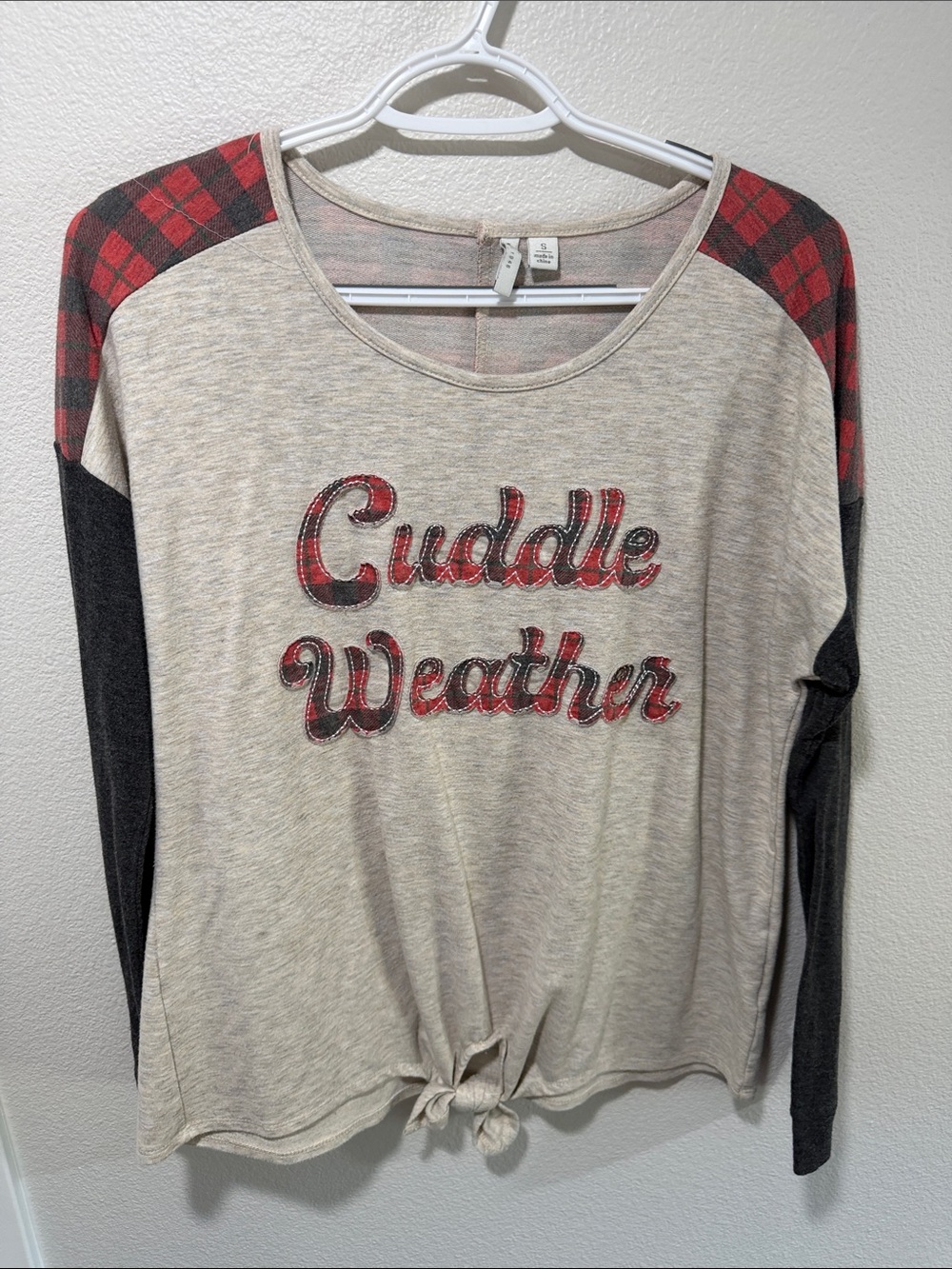 Cato 'Cuddle Weather' Plaid-Accent Pullover - Beige, Red & Black